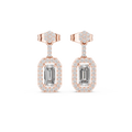 Isadora Emerald Cut Lab Grown Diamond Halo Drop Earrings