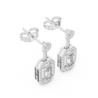 Isadora Emerald Cut Lab Grown Diamond Halo Drop Earrings