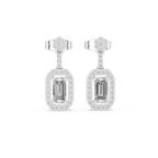 Isadora Emerald Cut Lab Grown Diamond Halo Drop Earrings