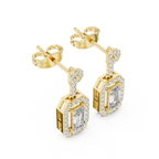 Isadora Emerald Cut Lab Grown Diamond Halo Drop Earrings