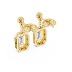 Isadora Emerald Cut Lab Grown Diamond Halo Drop Earrings