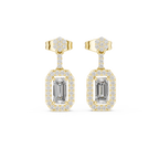 Isadora Emerald Cut Lab Grown Diamond Halo Drop Earrings