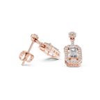 Isadora Emerald Cut Lab Grown Diamond Halo Drop Earrings