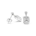 Isadora Emerald Cut Lab Grown Diamond Halo Drop Earrings