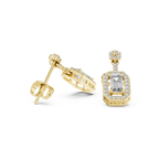 Isadora Emerald Cut Lab Grown Diamond Halo Drop Earrings