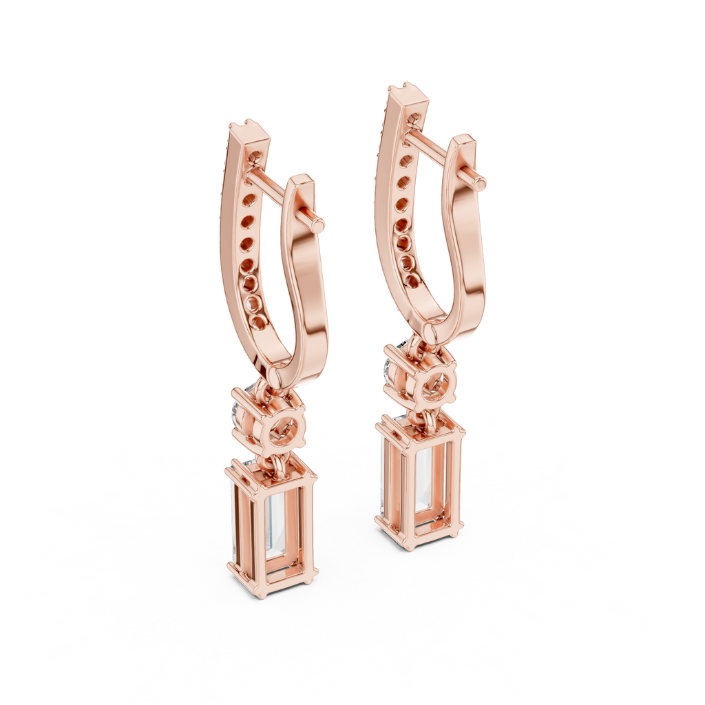 Aurelia Emerald Cut Lab Grown Diamond Huggie Drop Earrings
