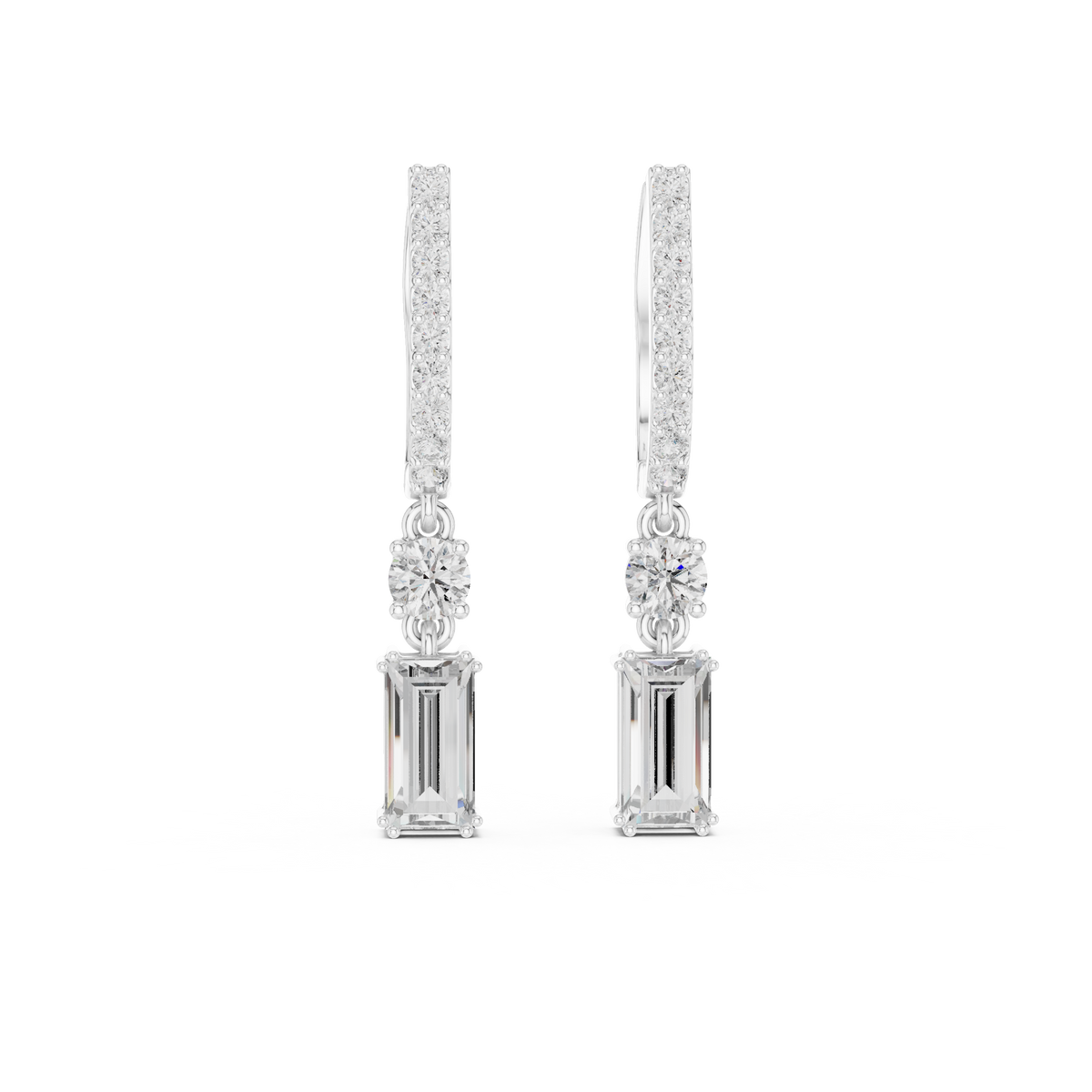 Aurelia Emerald Cut Lab Grown Diamond Huggie Drop Earrings