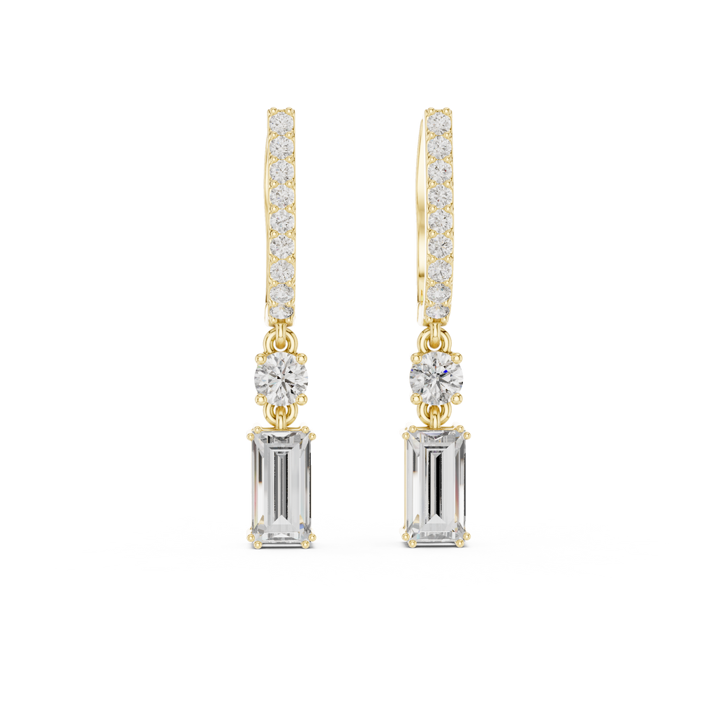 Aurelia Emerald Cut Lab Grown Diamond Huggie Drop Earrings