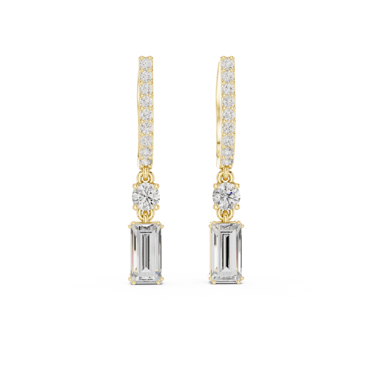 Aurelia Emerald Cut Lab Grown Diamond Huggie Drop Earrings