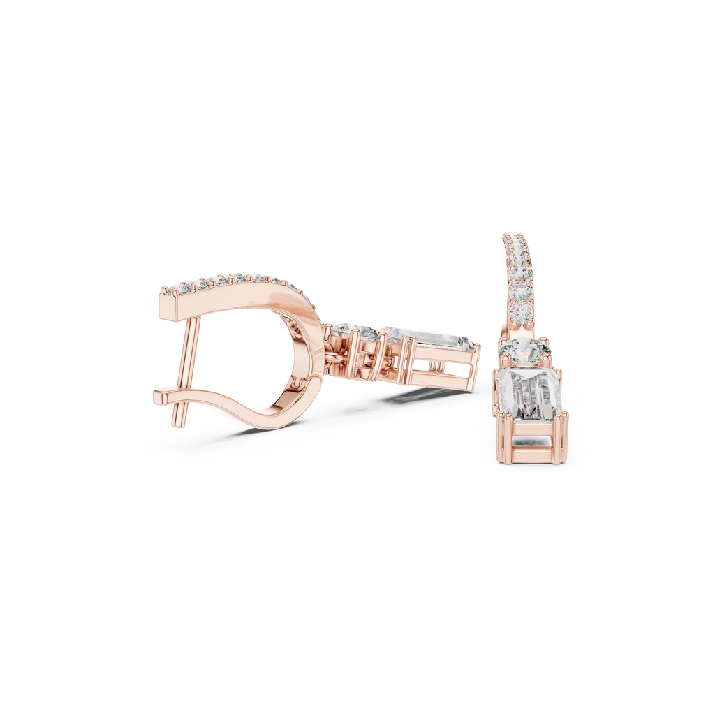 Aurelia Emerald Cut Lab Grown Diamond Huggie Drop Earrings