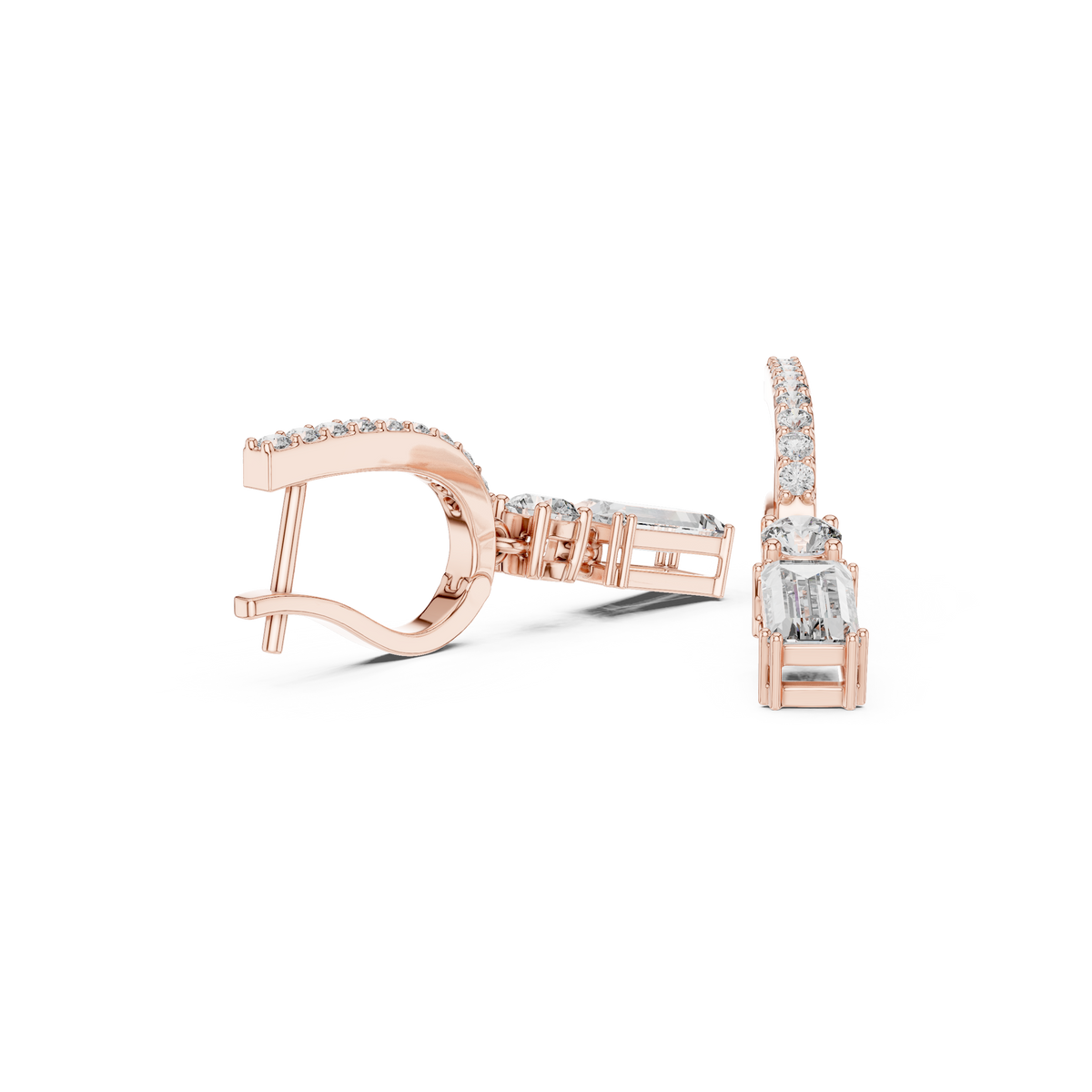 Aurelia Emerald Cut Lab Grown Diamond Huggie Drop Earrings