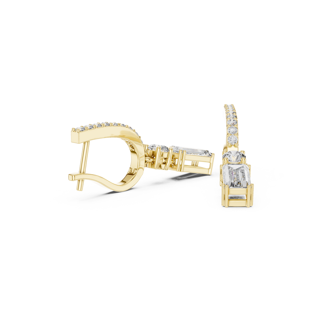 Aurelia Emerald Cut Lab Grown Diamond Huggie Drop Earrings
