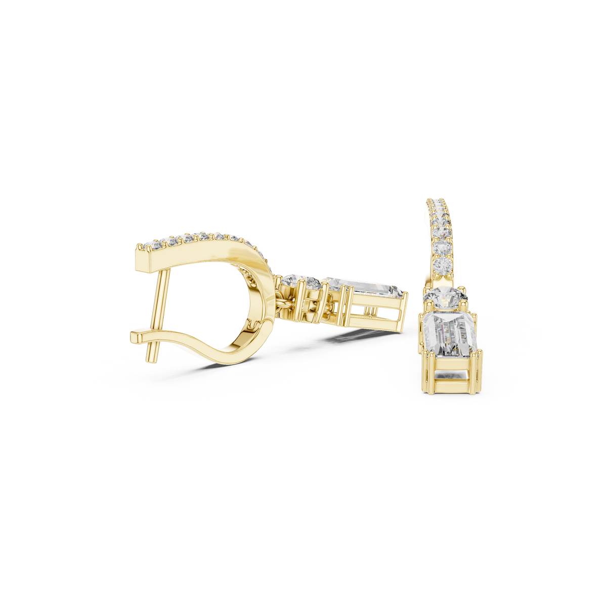 Aurelia Emerald Cut Lab Grown Diamond Huggie Drop Earrings