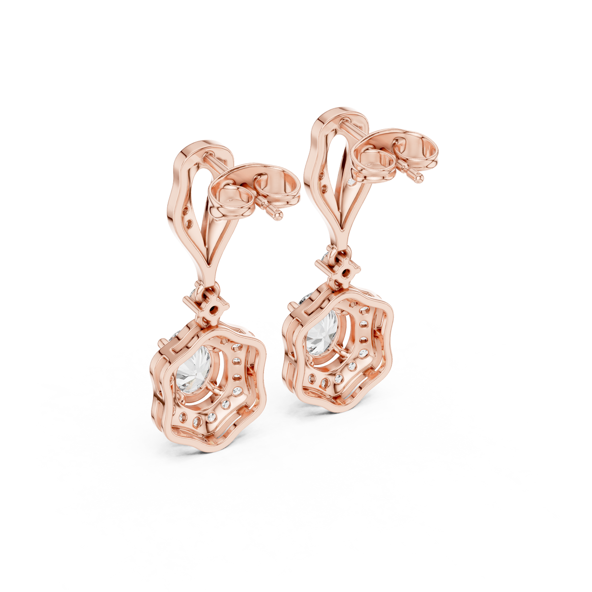Seraphina Vintage Oval Lab Grown Diamond Halo Drop Earrings