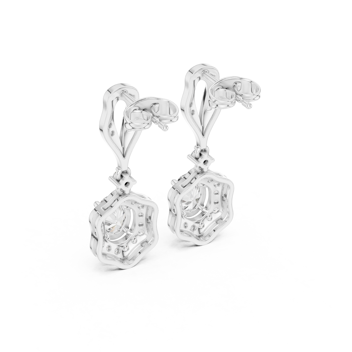 Seraphina Vintage Oval Lab Grown Diamond Halo Drop Earrings