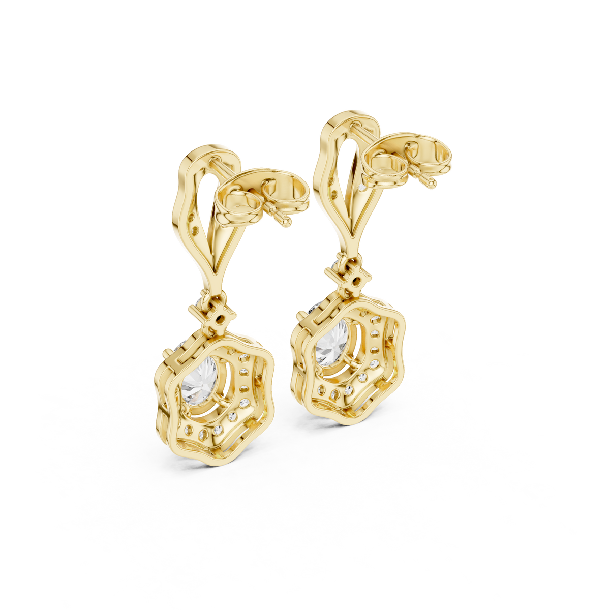Seraphina Vintage Oval Lab Grown Diamond Halo Drop Earrings