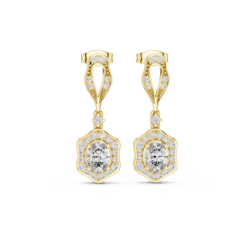 Seraphina Vintage Oval Lab Grown Diamond Halo Drop Earrings