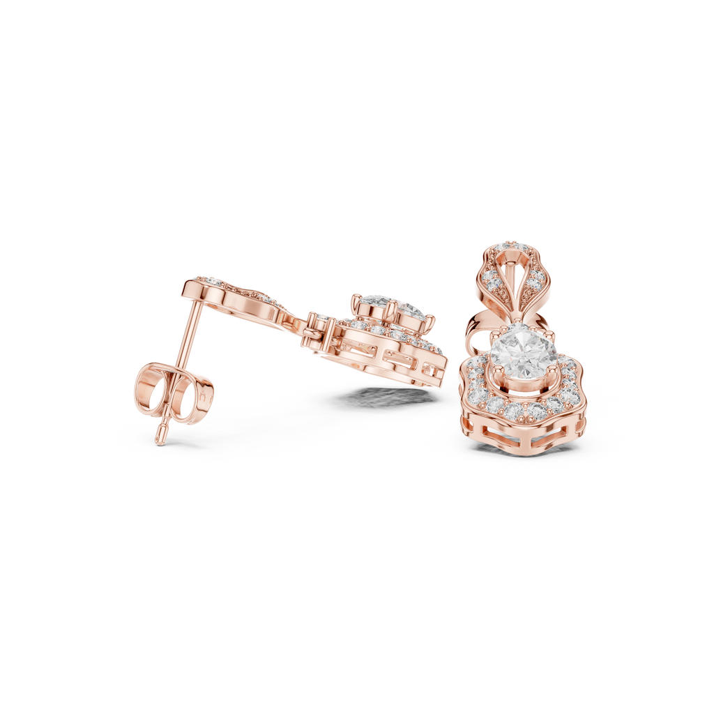 Seraphina Vintage Oval Lab Grown Diamond Halo Drop Earrings