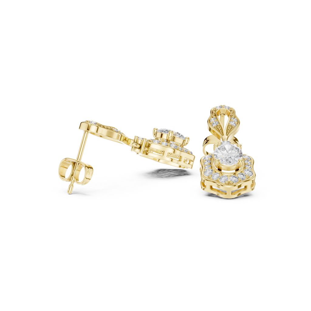 Seraphina Vintage Oval Lab Grown Diamond Halo Drop Earrings
