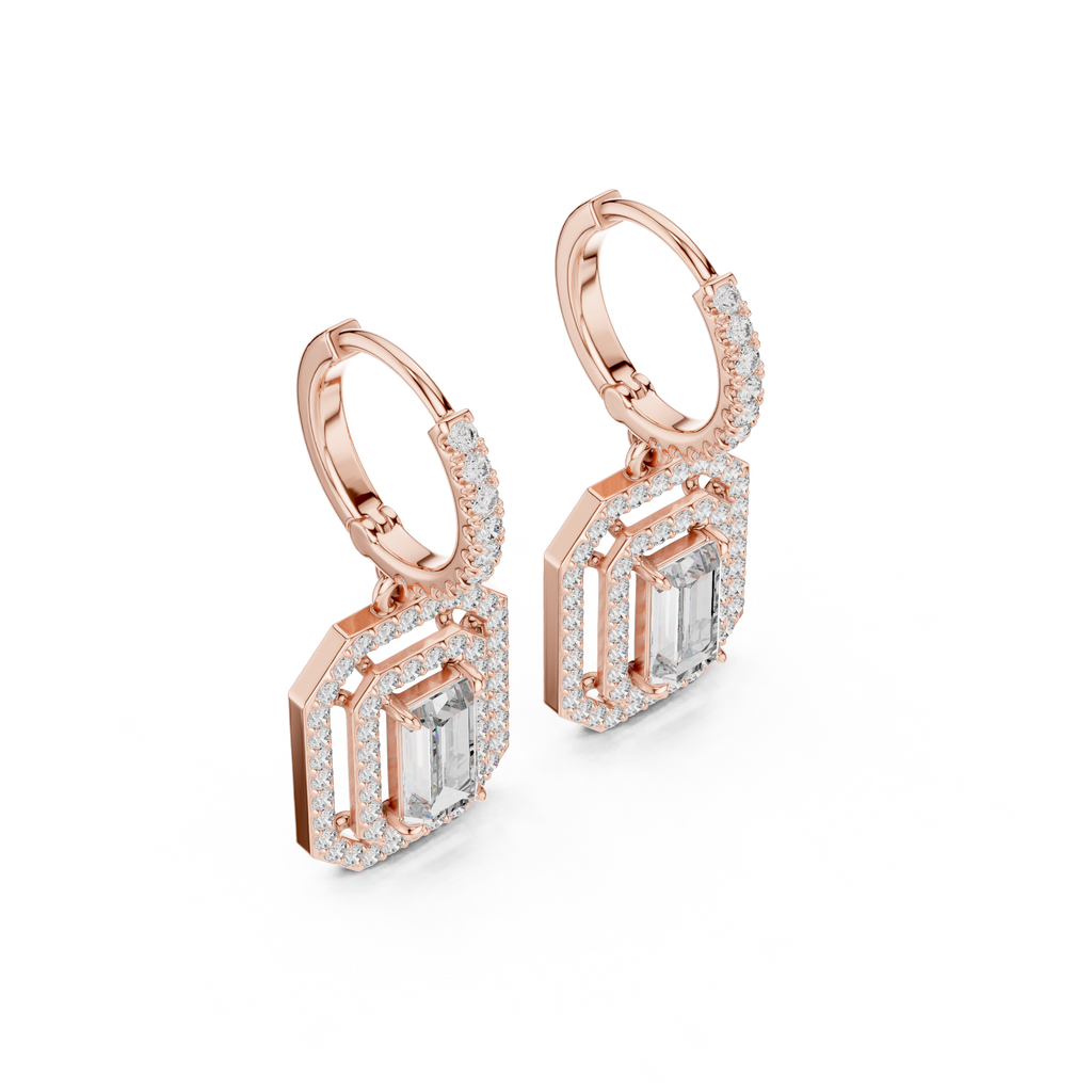 Elvaris Emerald-Cut Lab-Grown Diamond Drop Earrings