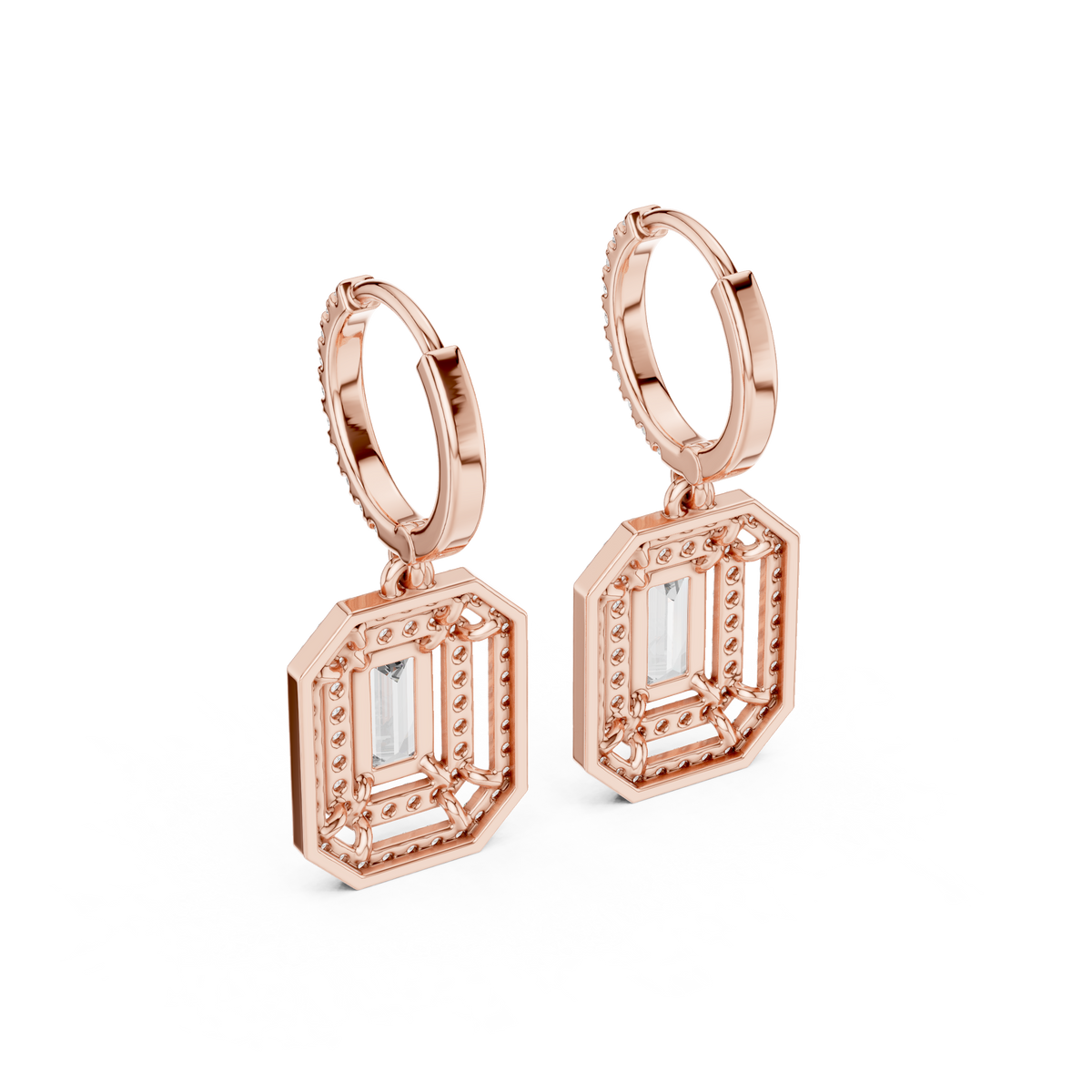 Elvaris Emerald-Cut Lab-Grown Diamond Drop Earrings