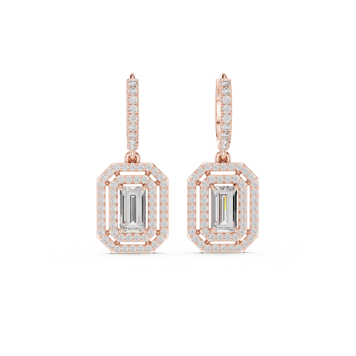 Elvaris Emerald-Cut Lab-Grown Diamond Drop Earrings