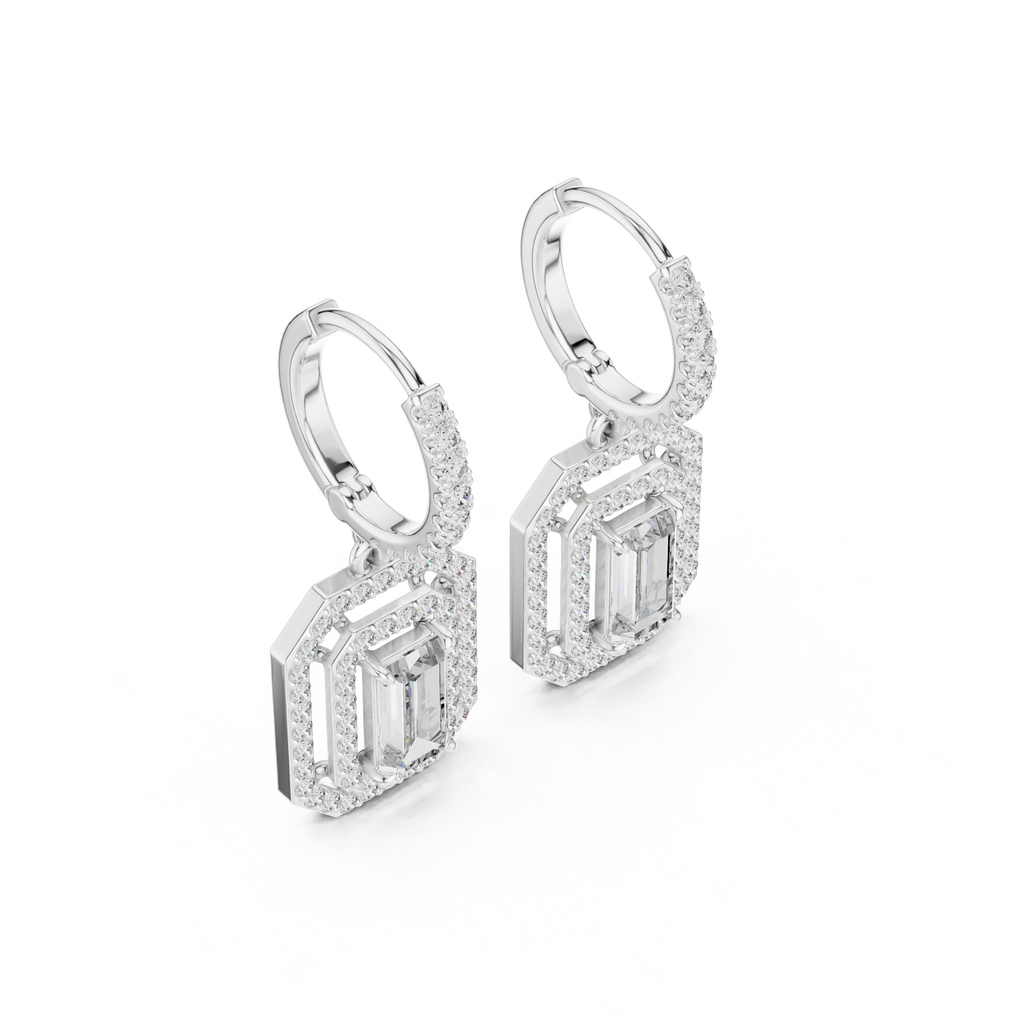Elvaris Emerald-Cut Lab-Grown Diamond Drop Earrings
