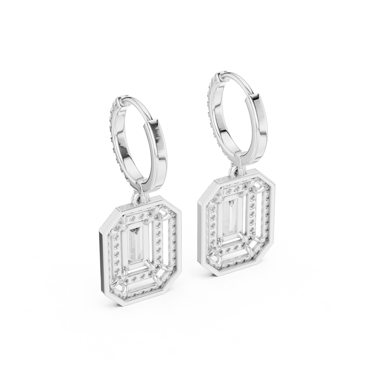 Elvaris Emerald-Cut Lab-Grown Diamond Drop Earrings