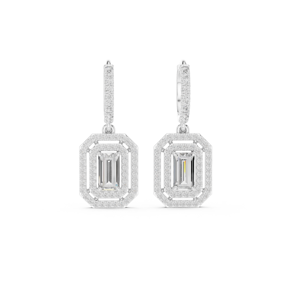 Elvaris Emerald-Cut Lab-Grown Diamond Drop Earrings