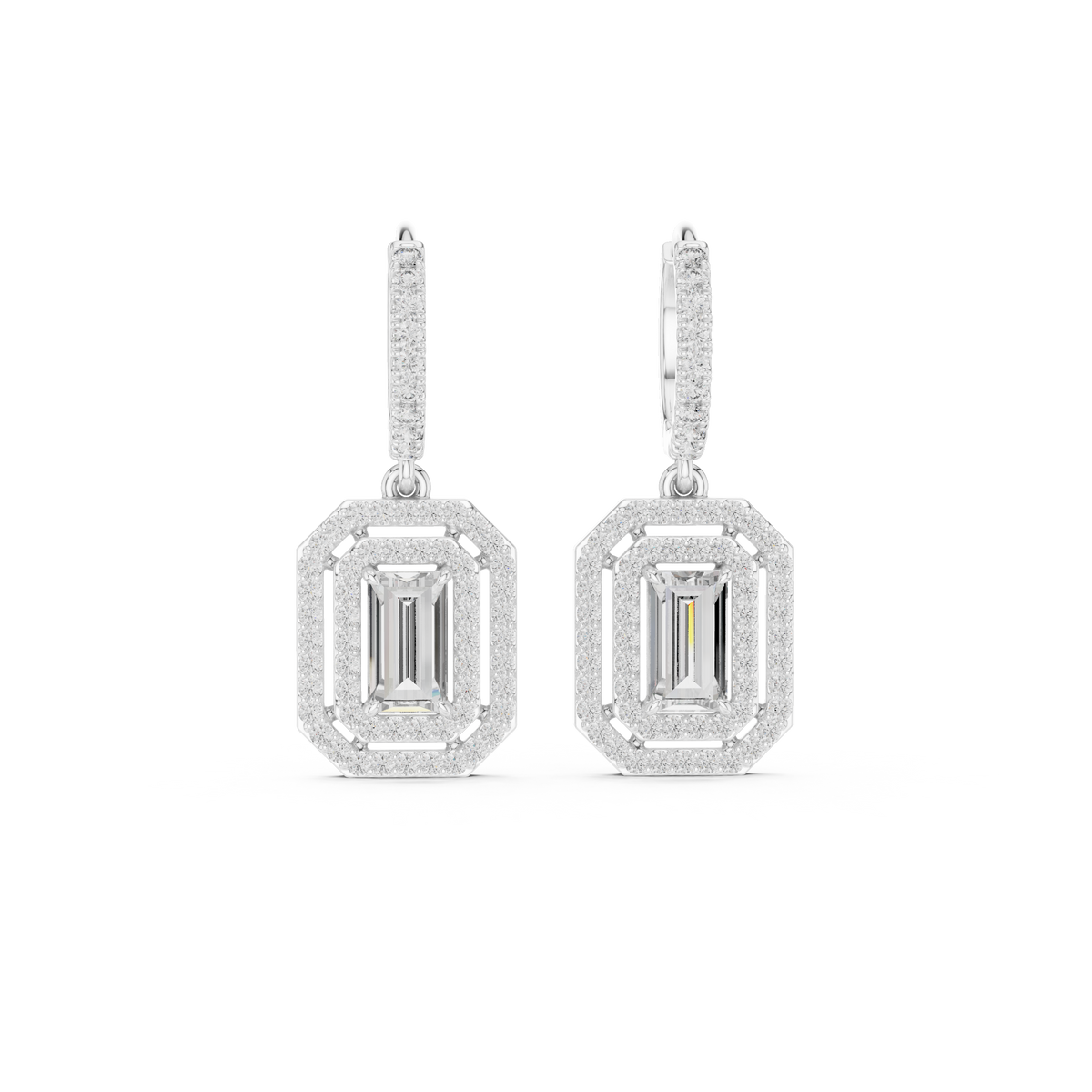 Elvaris Emerald-Cut Lab-Grown Diamond Drop Earrings