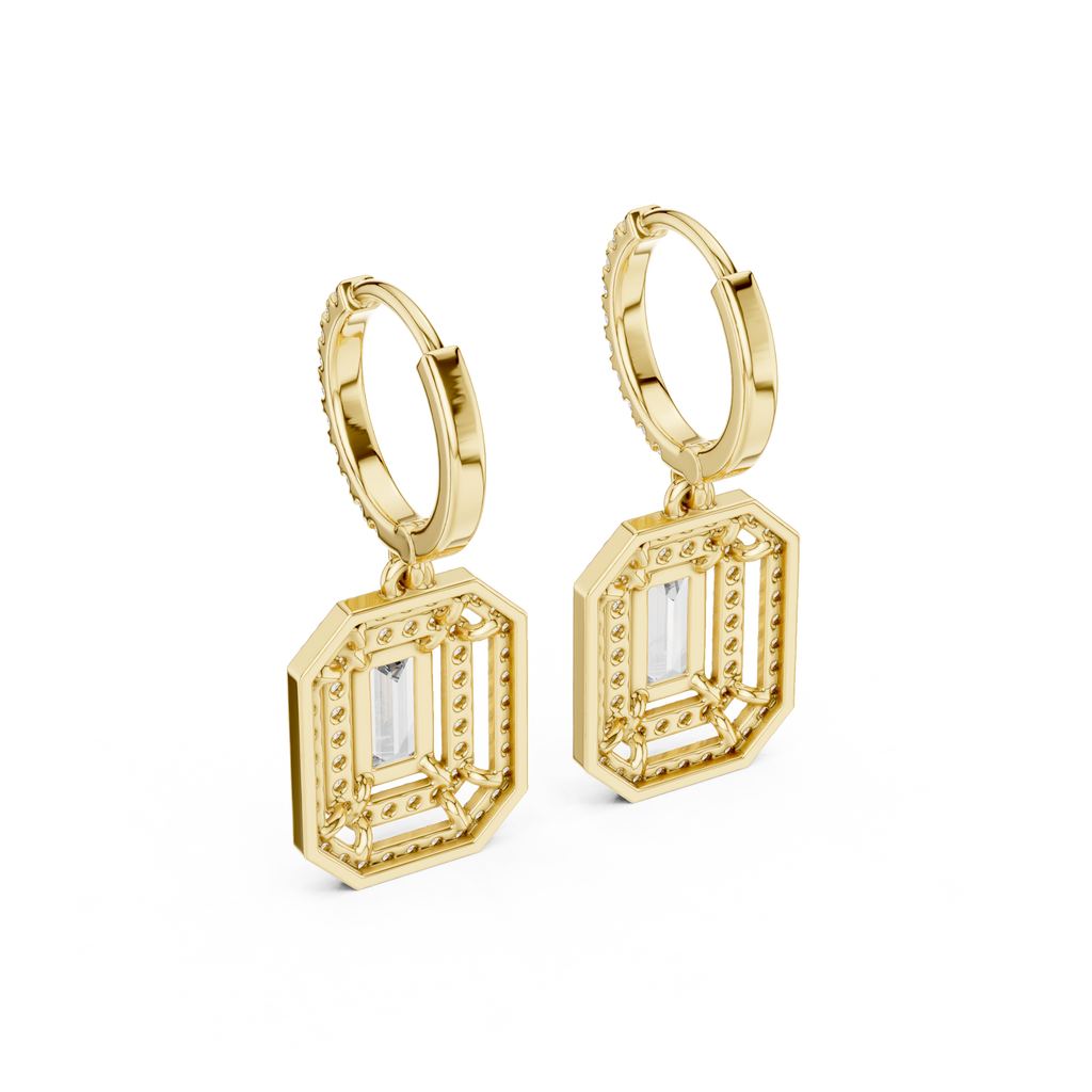 Elvaris Emerald-Cut Lab-Grown Diamond Drop Earrings