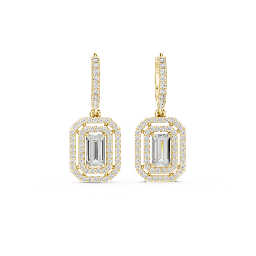 Elvaris Emerald-Cut Lab-Grown Diamond Drop Earrings