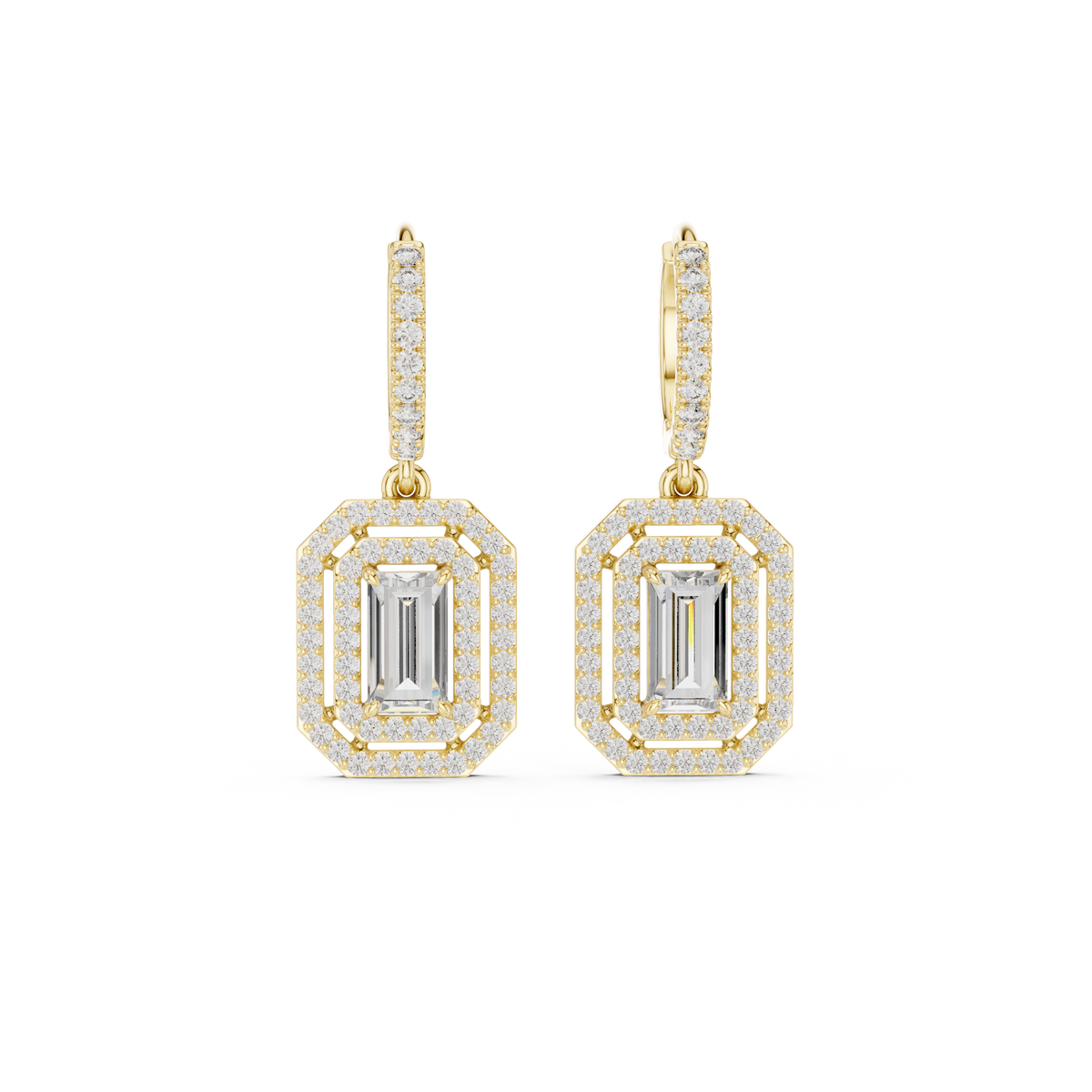 Elvaris Emerald-Cut Lab-Grown Diamond Drop Earrings