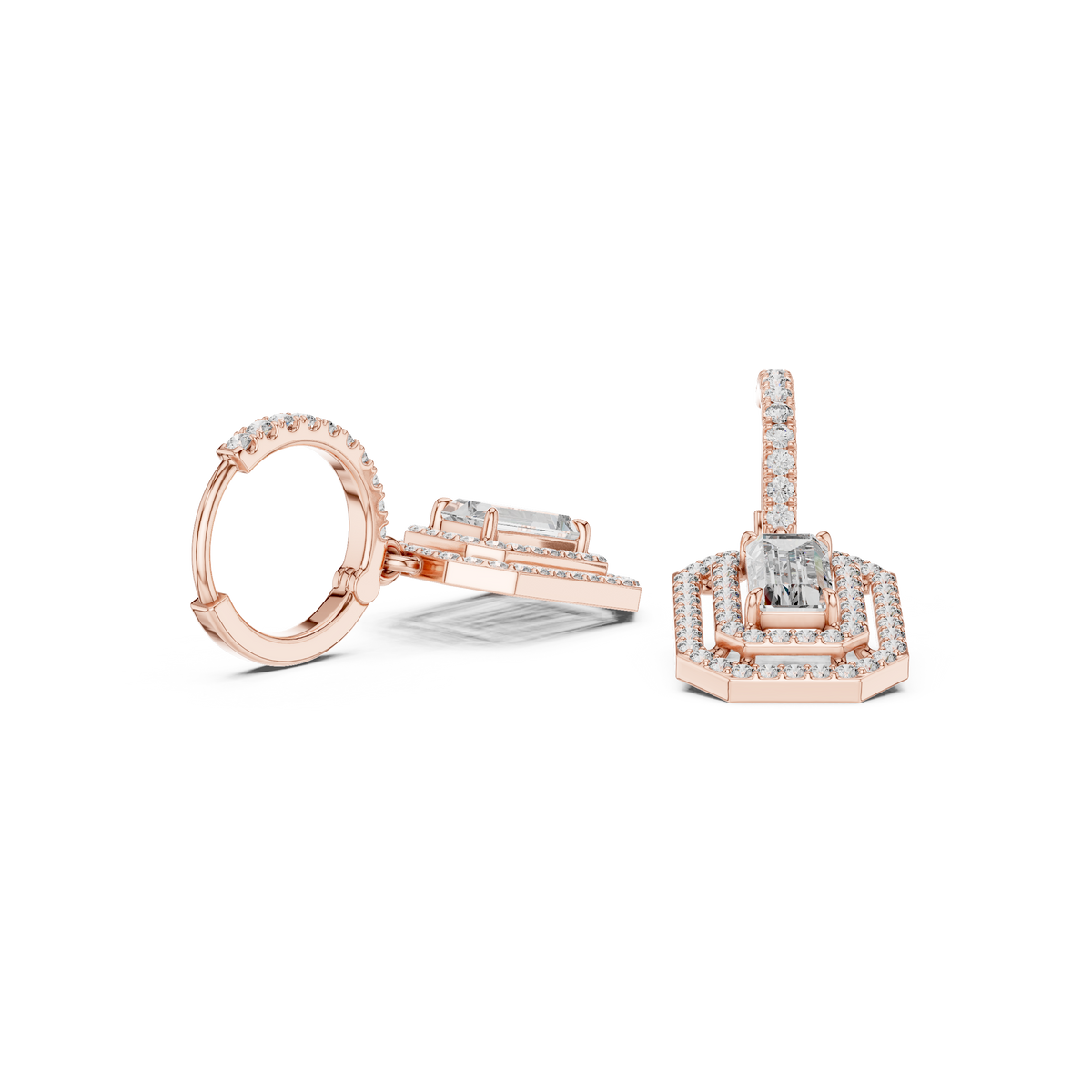 Elvaris Emerald-Cut Lab-Grown Diamond Drop Earrings