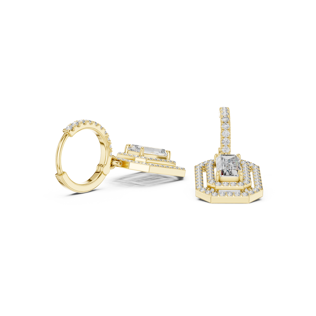 Elvaris Emerald-Cut Lab-Grown Diamond Drop Earrings