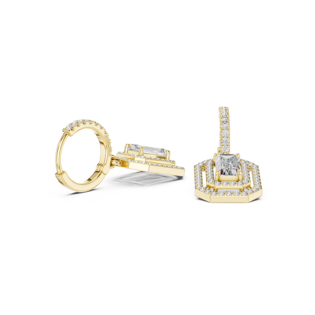 Elvaris Emerald-Cut Lab-Grown Diamond Drop Earrings