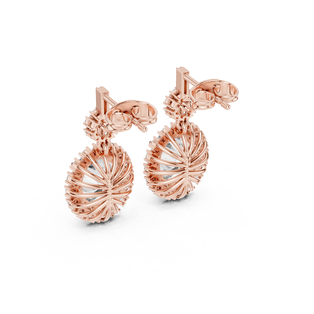 Funkelnde Diamant-Gold-Creolen | Ohrringe mit Blumenmuster