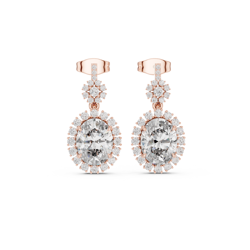 Funkelnde Diamant-Gold-Creolen | Ohrringe mit Blumenmuster