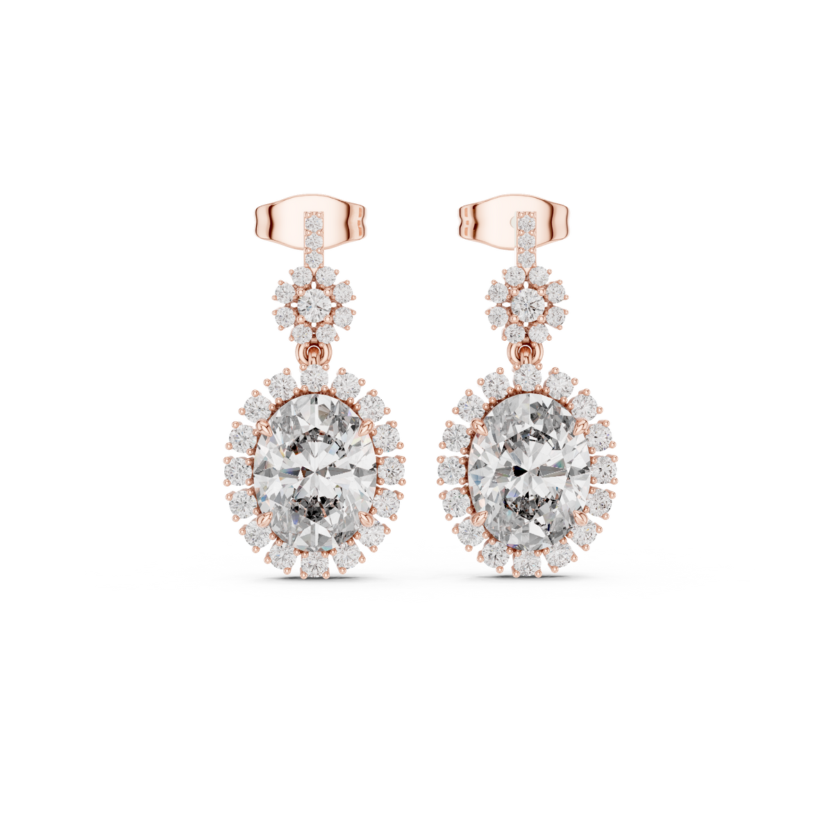 Celestine Bloom Oval Lab-Grown Diamond Drop Earrings