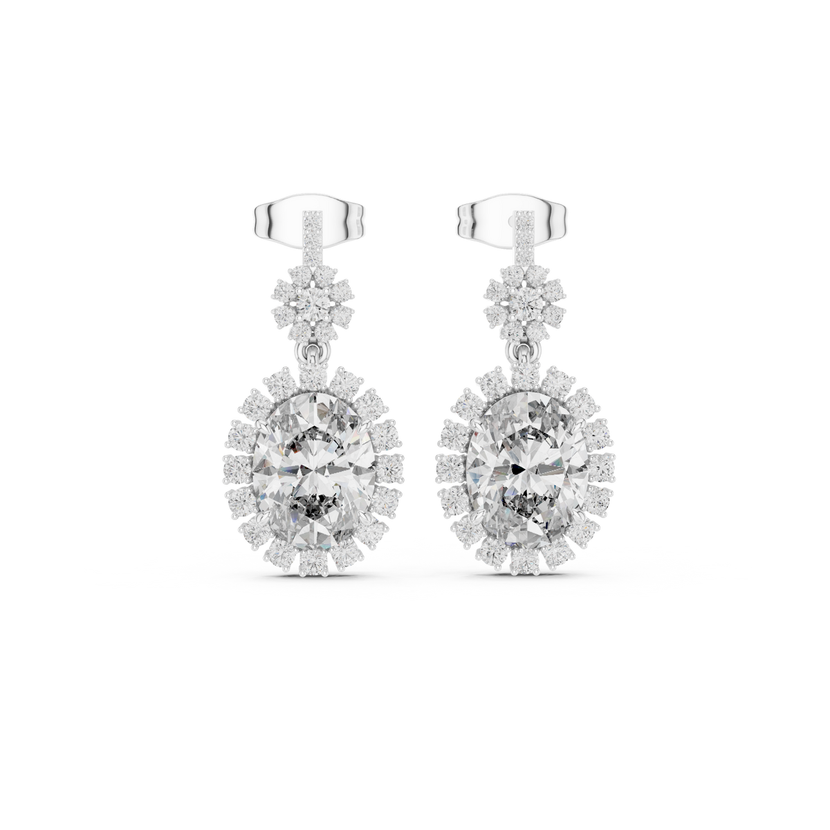 Celestine Bloom Oval Lab-Grown Diamond Drop Earrings