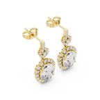 Funkelnde Diamant-Gold-Creolen | Ohrringe mit Blumenmuster