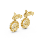 Funkelnde Diamant-Gold-Creolen | Ohrringe mit Blumenmuster