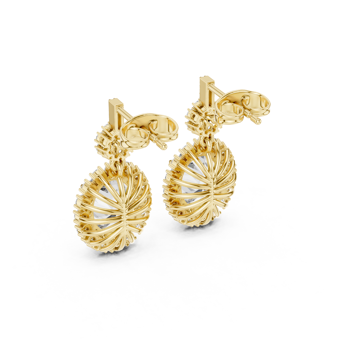 Funkelnde Diamant-Gold-Creolen | Ohrringe mit Blumenmuster