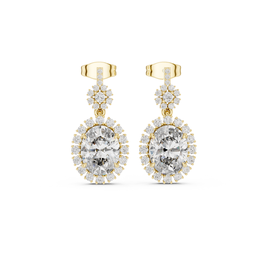 Funkelnde Diamant-Gold-Creolen | Ohrringe mit Blumenmuster