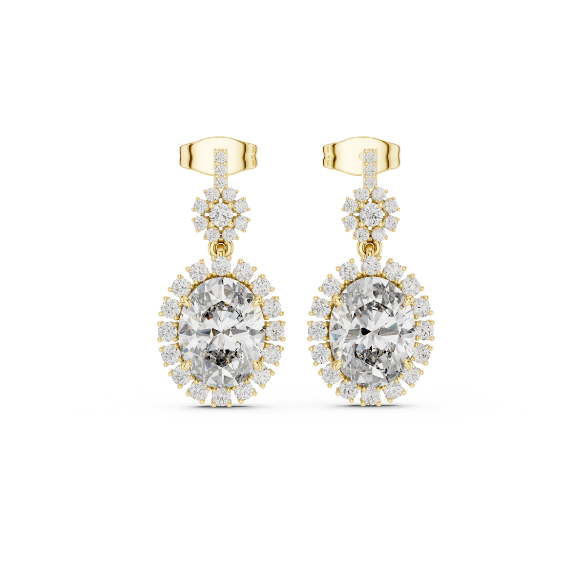 Celestine Bloom Oval Lab-Grown Diamond Drop Earrings