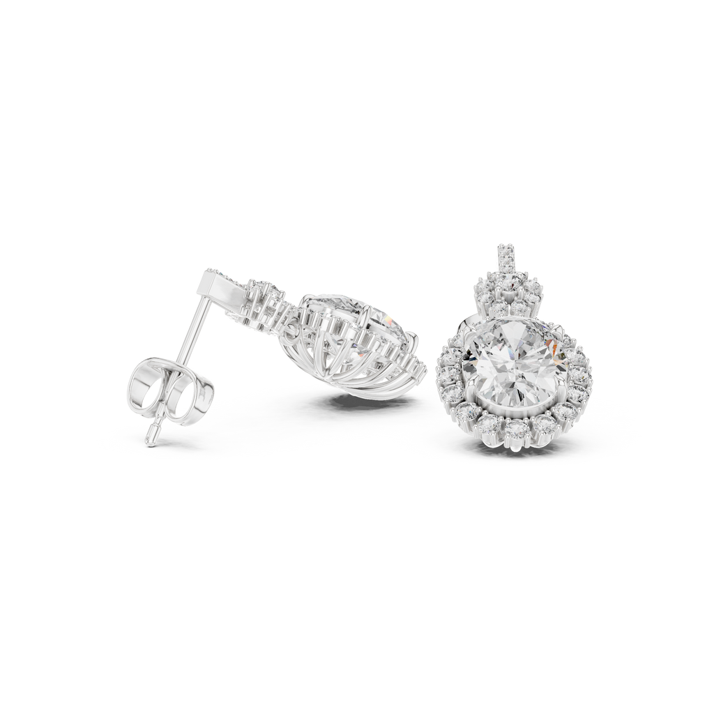 Funkelnde Diamant-Gold-Creolen | Ohrringe mit Blumenmuster