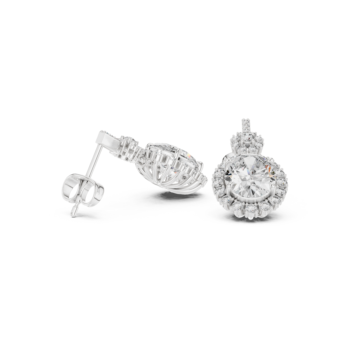 Celestine Bloom Oval Lab-Grown Diamond Drop Earrings