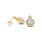 Funkelnde Diamant-Gold-Creolen | Ohrringe mit Blumenmuster
