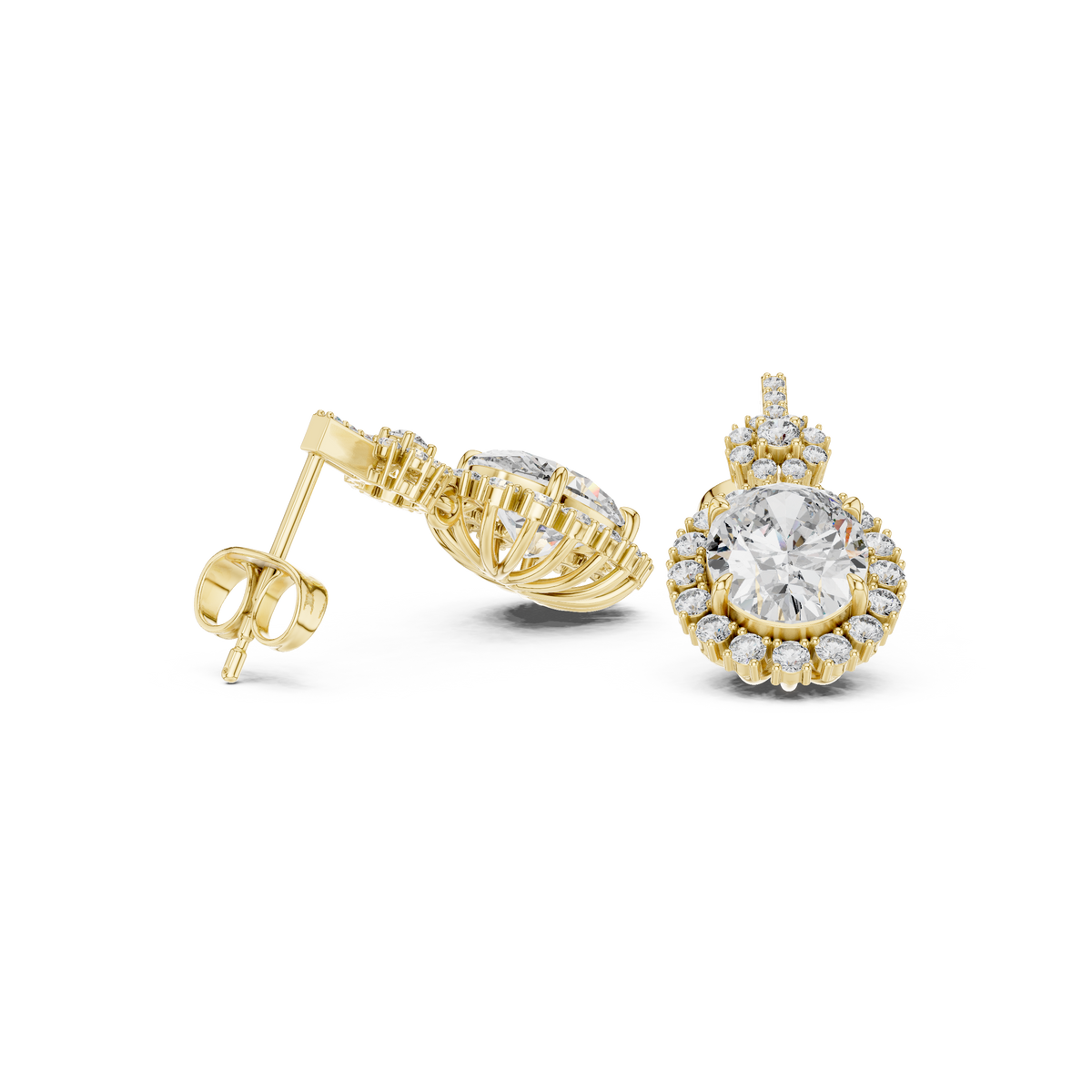 Funkelnde Diamant-Gold-Creolen | Ohrringe mit Blumenmuster