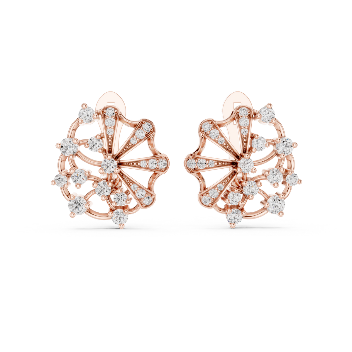 Rosalienne Floral Fan Lab Grown Diamond Stud Earrings